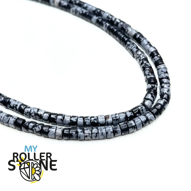 Obsidian-Schneeflocken-Heishi-Perle