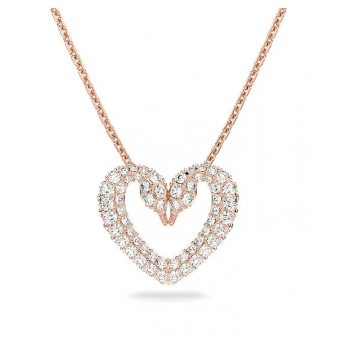 Sublima Small Heart Pendant Necklace with White Crystal in Rose Gold