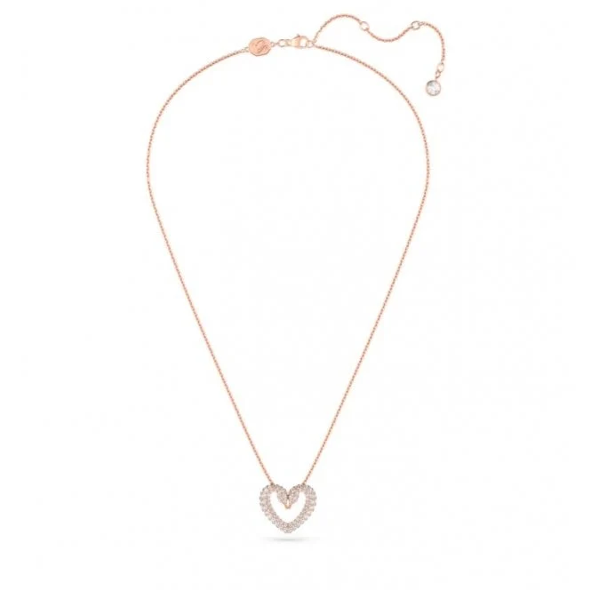 Sublima Small Heart Pendant Necklace with White Crystal in Rose Gold