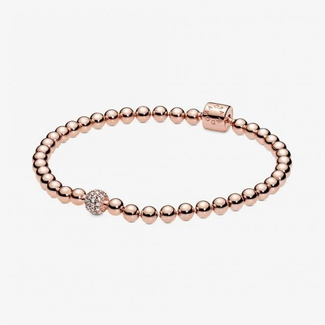 Rose Beads & Pave Bracelet, 17cm