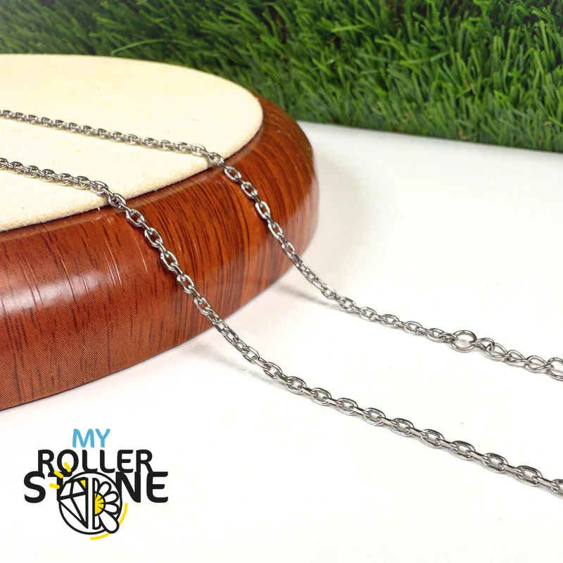 Silberne ovale Gliederkette aus Edelstahl mit Verlängerung