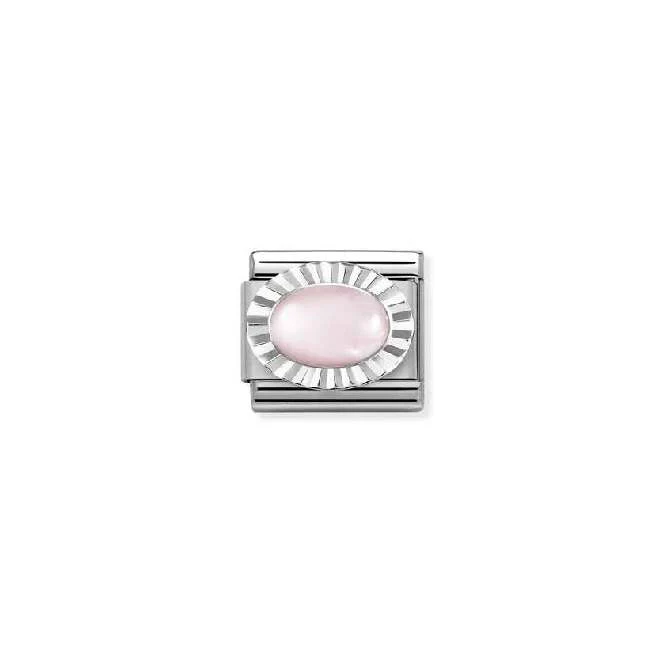 Classic Silver & Diamond Oval Pink Rose Quartz Sparkly & Stones Charms