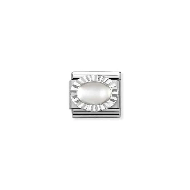 Classic Silver & Diamond Oval Moonstone Sparkly & Stones Charms