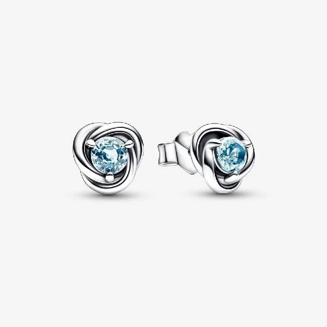 March Birthstone Eternity Circle Stud Earrings