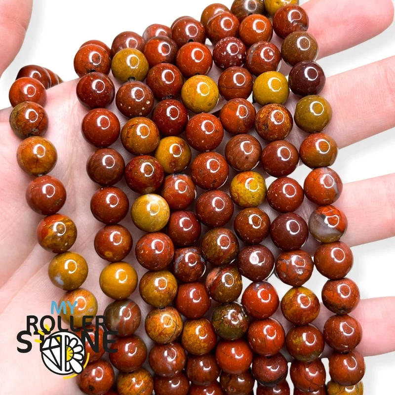 Rote versteinerte Holzperle aus Brasilien