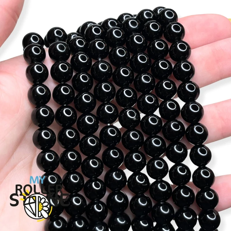 Schwarze Obsidianperle 3A