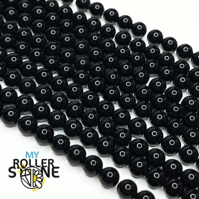 Schwarze Obsidianperle 3A