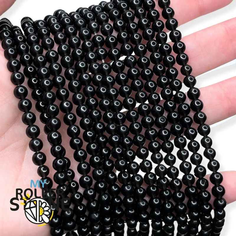 Schwarze Obsidianperle 3A