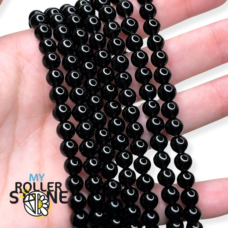 Schwarze Obsidianperle 3A