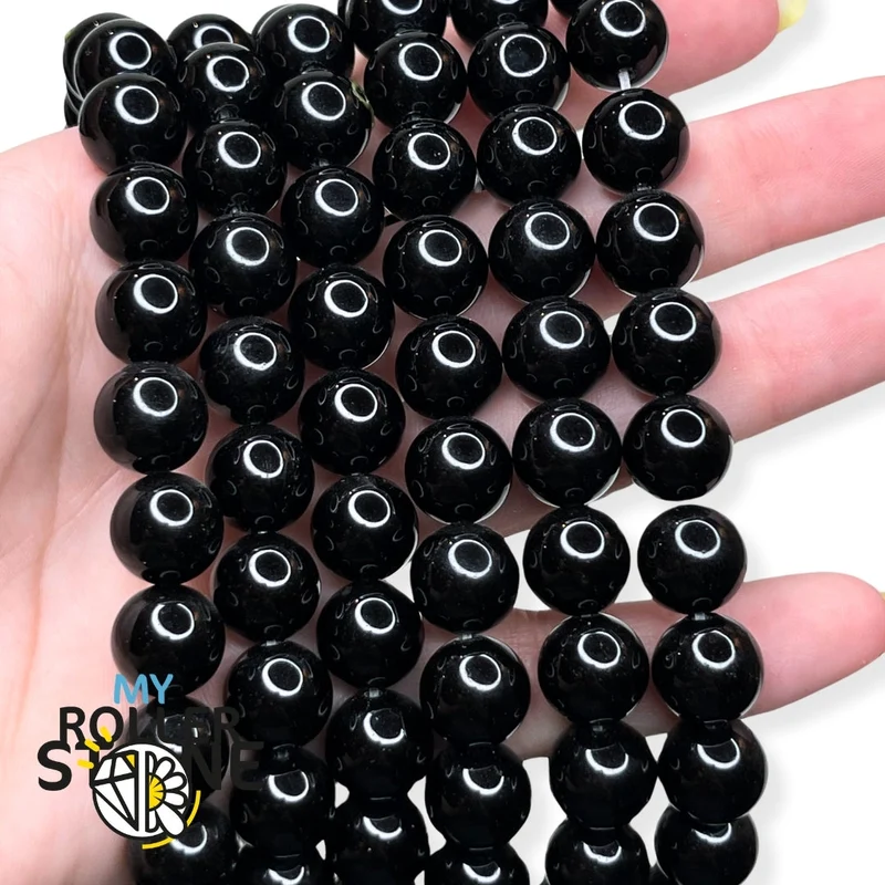 Schwarze Obsidianperle 3A