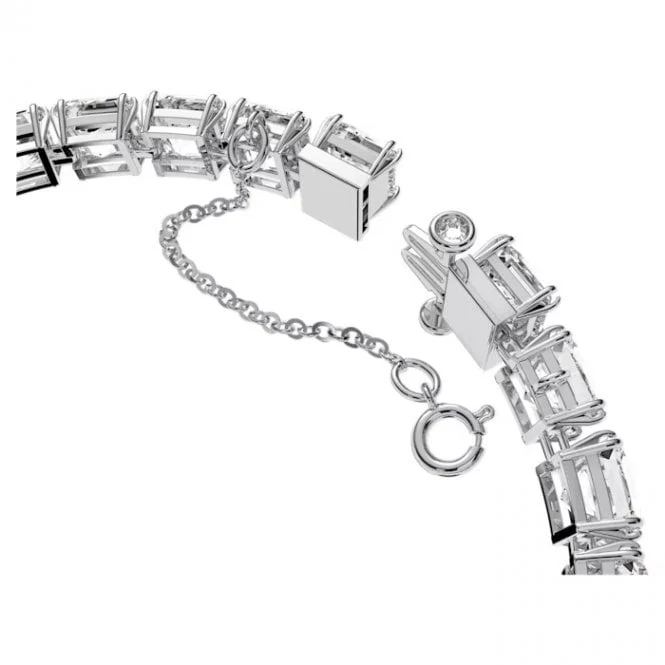 Matrix Square Cut Bracelet with White Crystal in Rhodium Silver