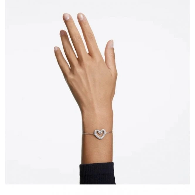 Sublima Heart Bracelet with White Crystal in Rhodium Silver