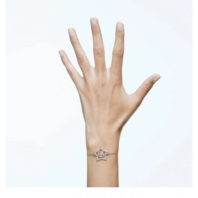Stella Star Bracelet with White Crystal in Rose Gold