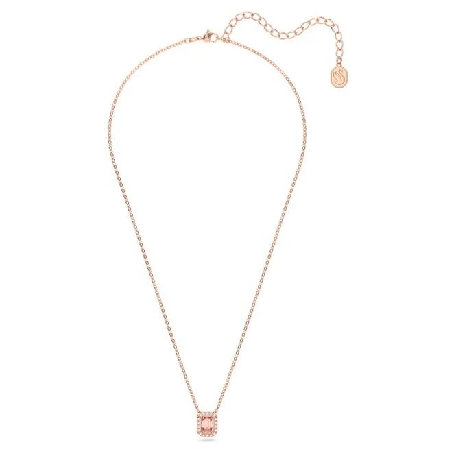 Una Necklace with Octagon-Cut Pink Crystal in Rose Gold