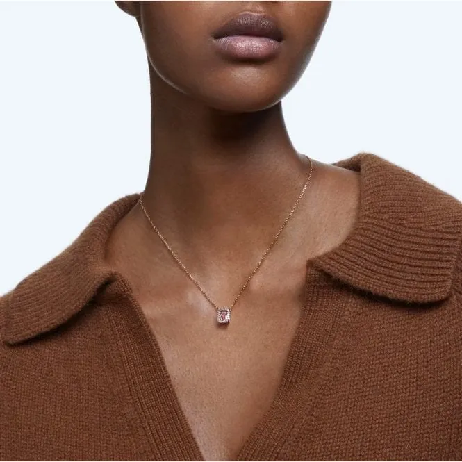 Una Necklace with Octagon-Cut Pink Crystal in Rose Gold