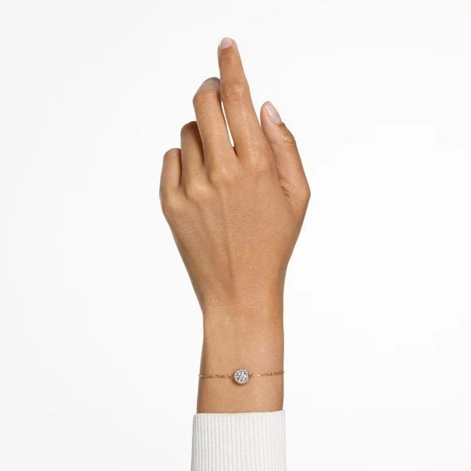 Una Bracelet with Round-Cut White Crystal Pave in Rose Gold