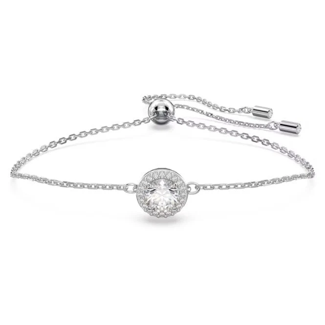 Una Bracelet with Round-Cut White Crystal Pave in Rhodium Silver