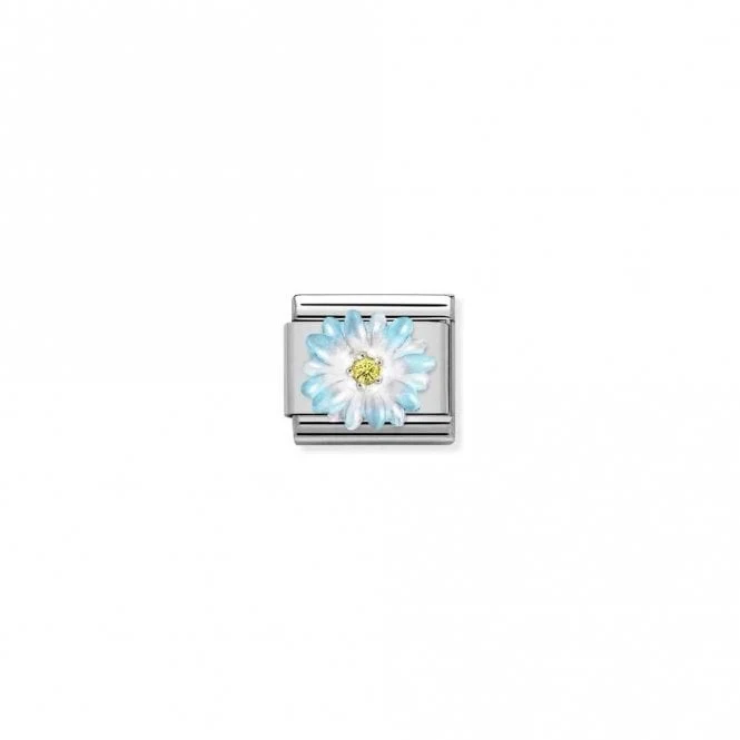 Classic Silver and Enamel Light Blue CZ Flowers & Nature Charms