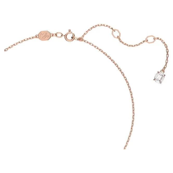 Stilla Pendant Necklace with Round-Cut White Crystal in Rose Gold