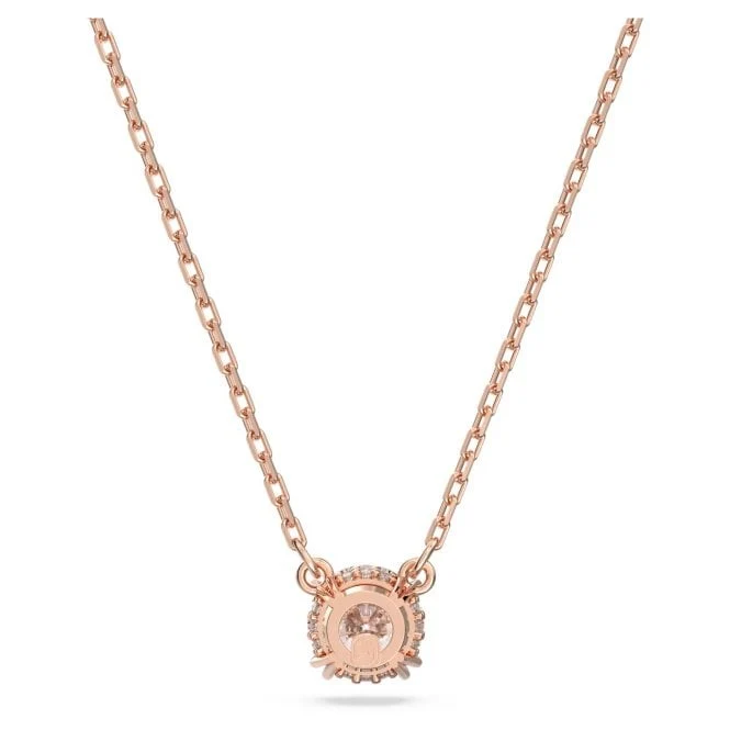 Stilla Pendant Necklace with Round-Cut White Crystal in Rose Gold