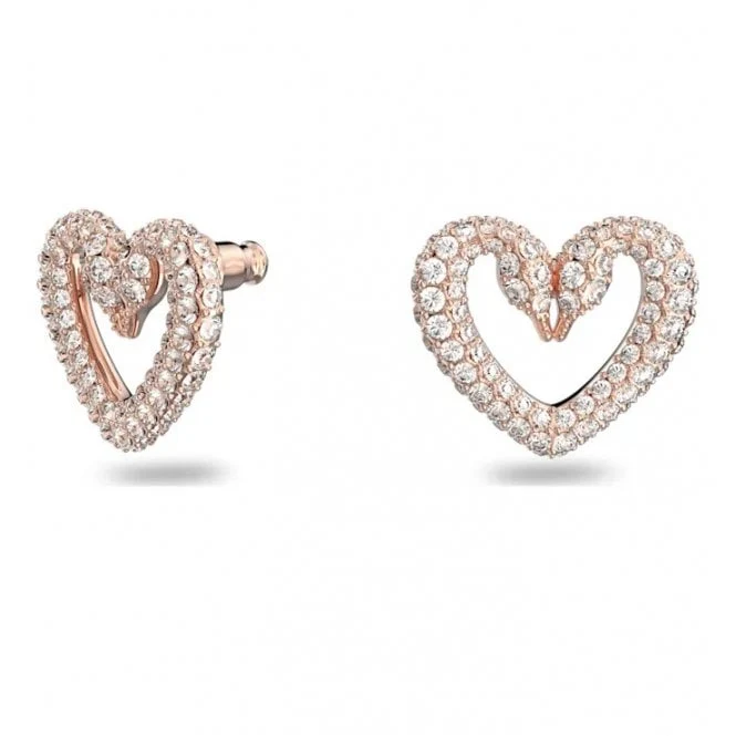 Sublima Small Heart Stud Earrings with White Crystal in Rose Gold