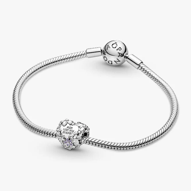 Mum Daisy Heart Charms