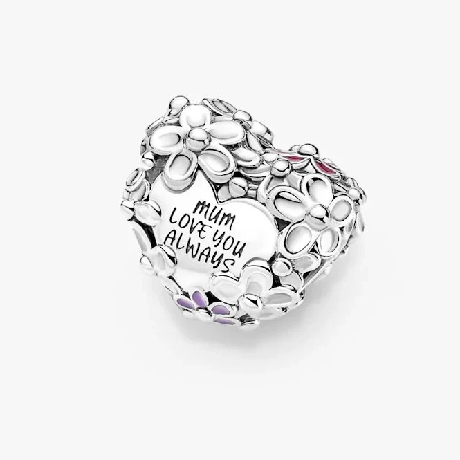 Mum Daisy Heart Charms