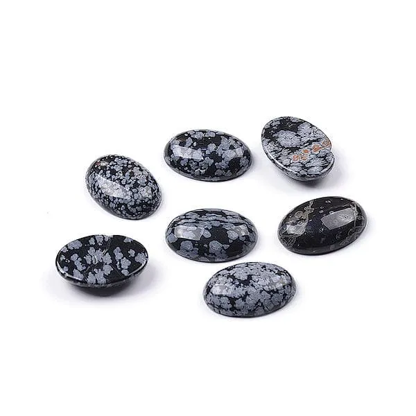 Ovaler Schneeflocken-Obsidian-Cabochon