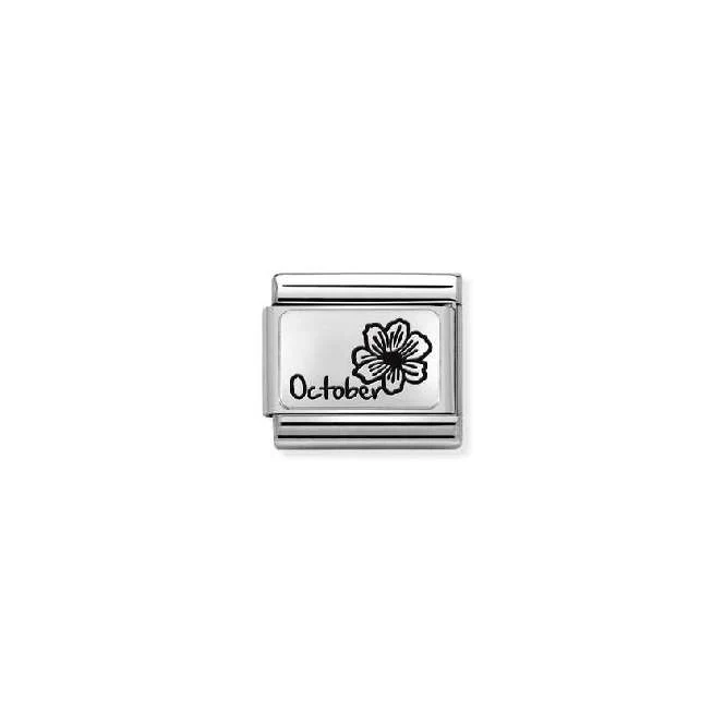 Classic Silver October Marigold Flower Birthday & Birthstone Charms