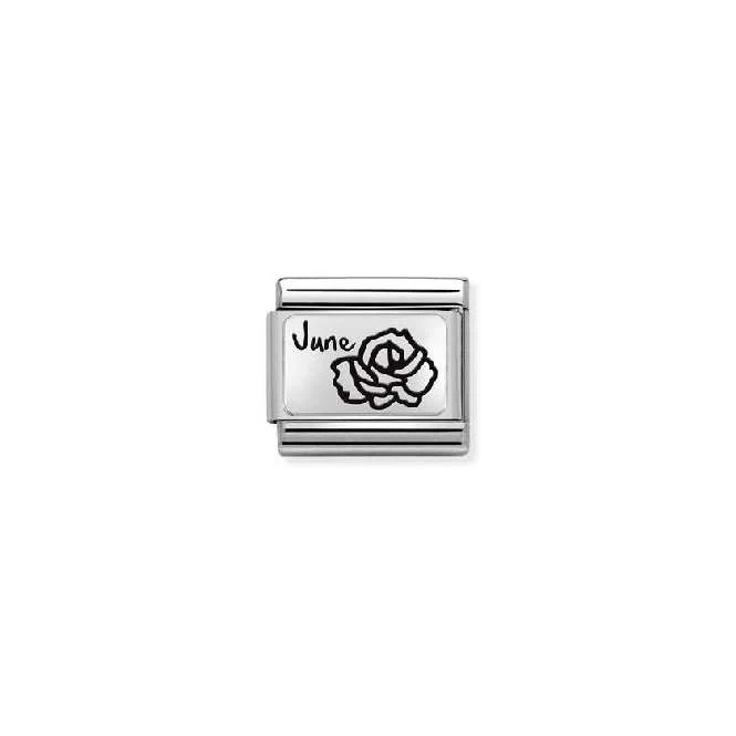 Classic Silver June Rose Flower Birthday & Birthstone Charms