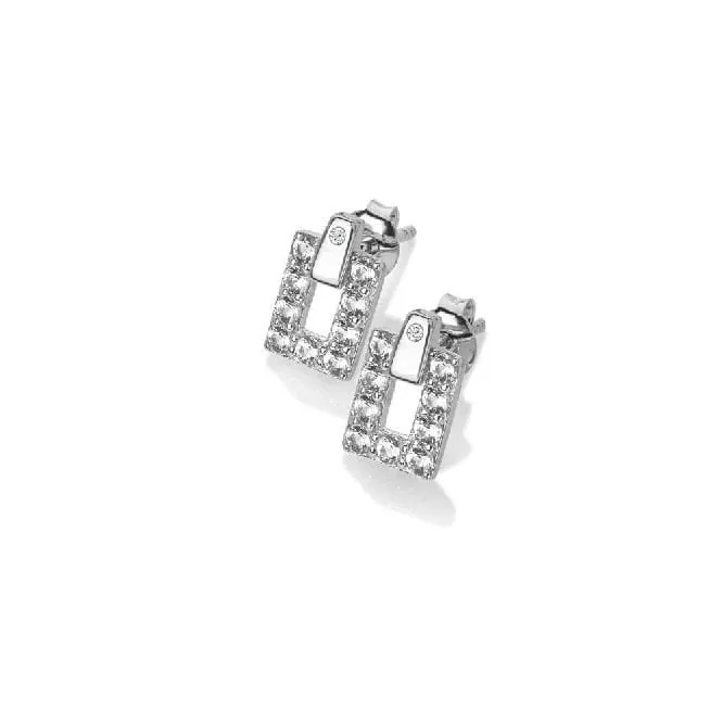 Silver Echo Earrings with White Topaz