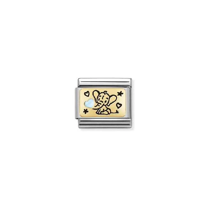 Classic Gold Light Blue Elephant Animals Charms