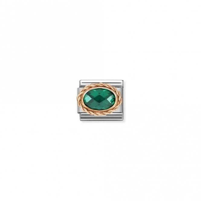Classic Rose Gold and Facetted Emerald Green Sparkly & Stones Charms