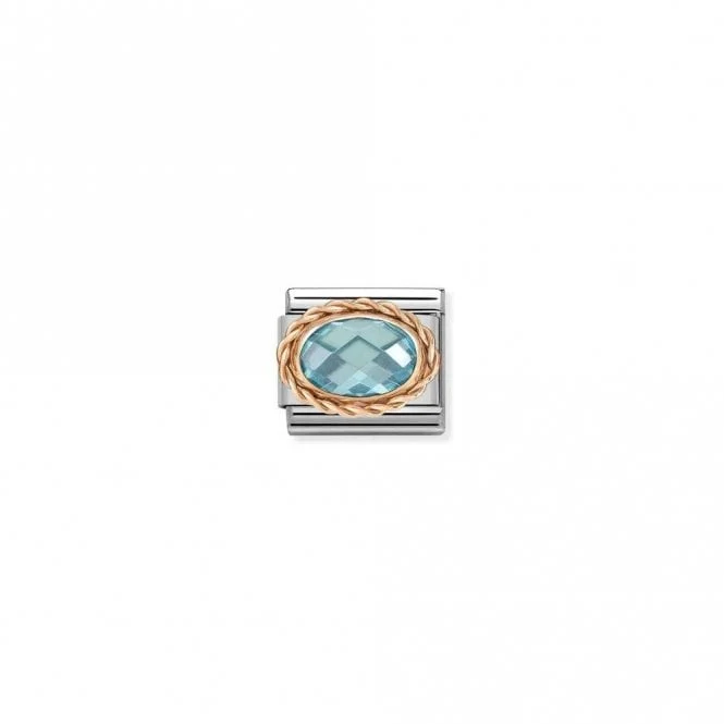 Classic Rose Gold and Facetted Light Blue Sparkly & Stones Charms
