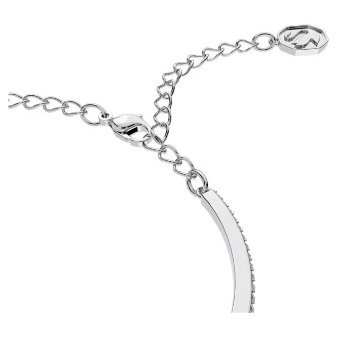 Una Bangle with Octagon-Cut White Crystal in Rhodium Silver