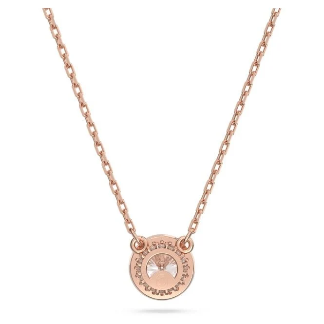 Una Angelic Pendant Necklace with Round-Cut White Crystal Pave in Rose Gold