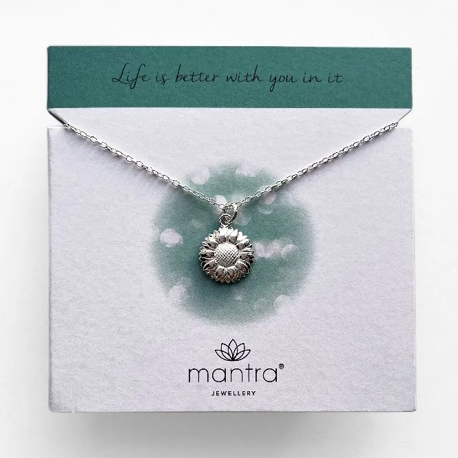 Sunflower Necklace in Sterling Silver