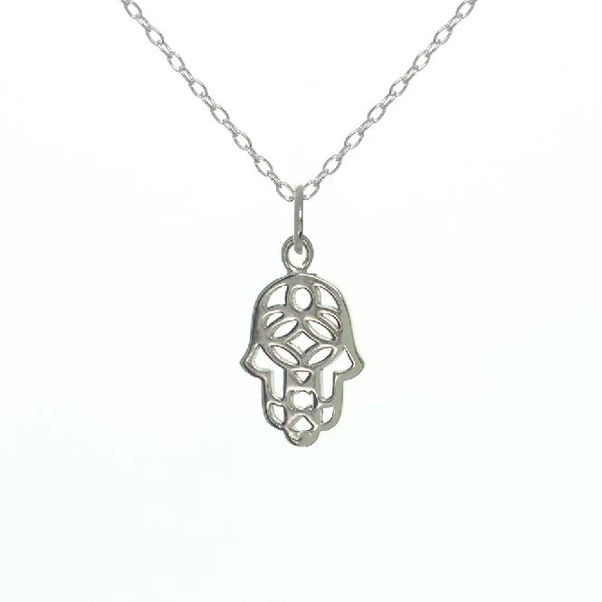 Hamsa Hand Necklace in Sterling Silver