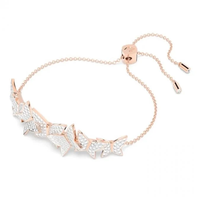 Lilia Butterfly Bracelet with White Crystal in Rose Gold