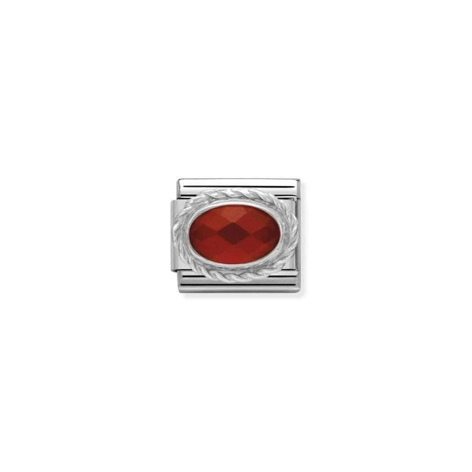 Classic Silver Facetted Red Agate Sparkly Charms