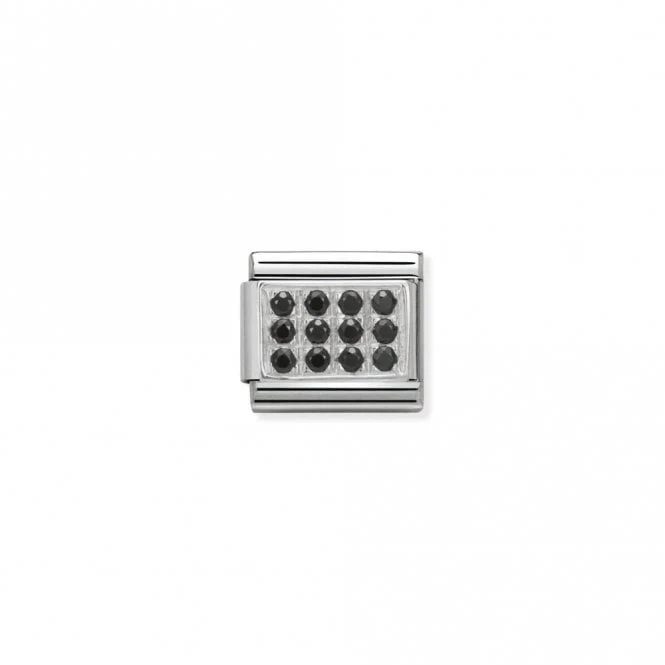 Classic Silver CZ Pave Black Sparkly Charms