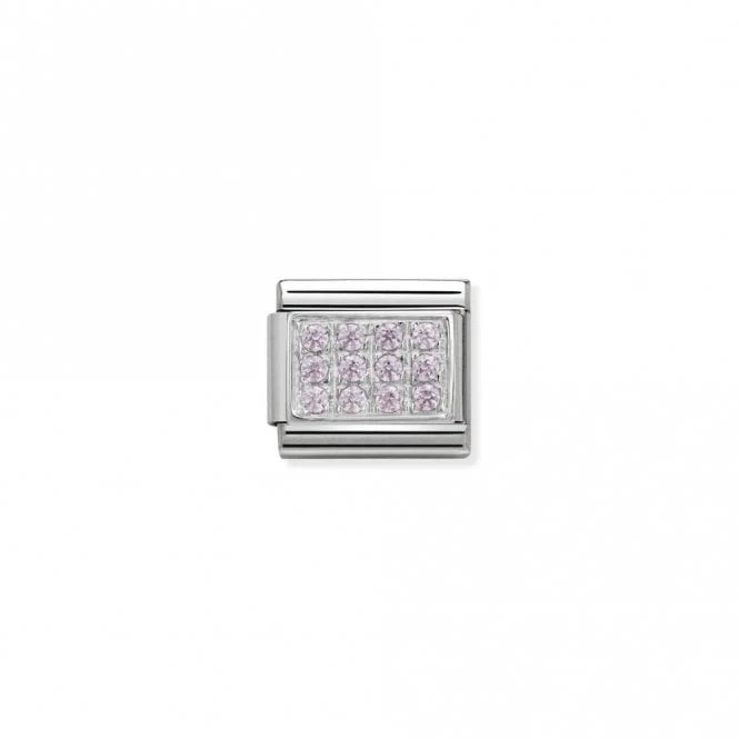 Classic Silver CZ Pave Pink Sparkly Charms