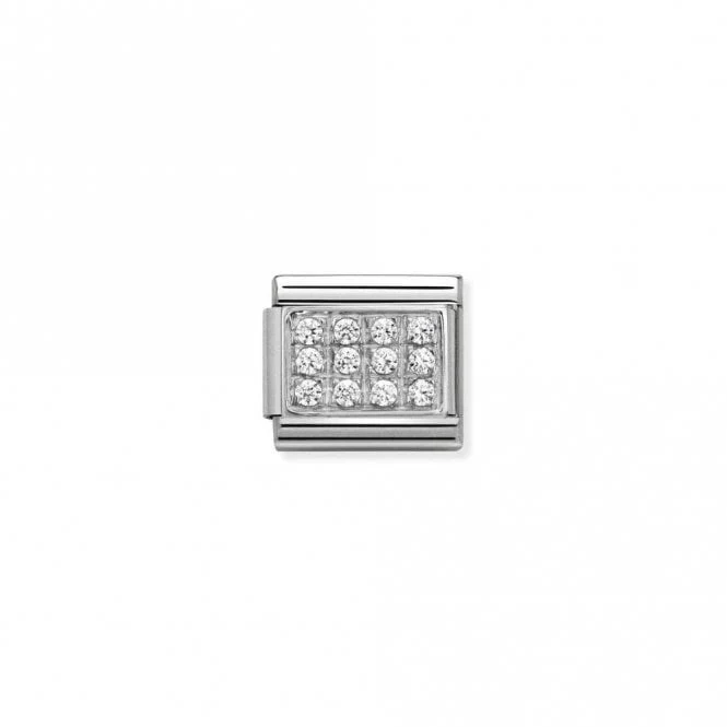 Classic Silver CZ Pave White Sparkly Charms