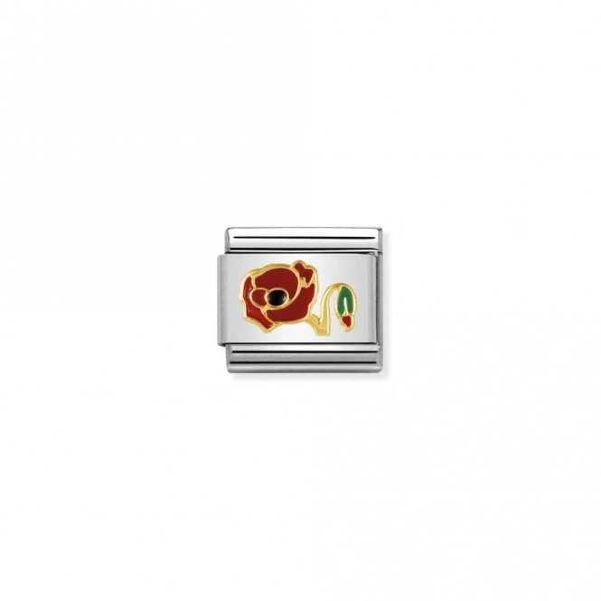 Classic Gold Red & Black Poppy Flowers & Nature Charms