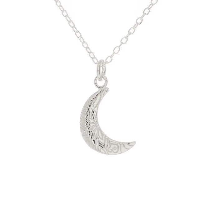 Crescent Moon Necklace in Sterling Silver