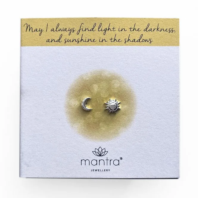 Moon & Sun Earrings in Sterling Silver