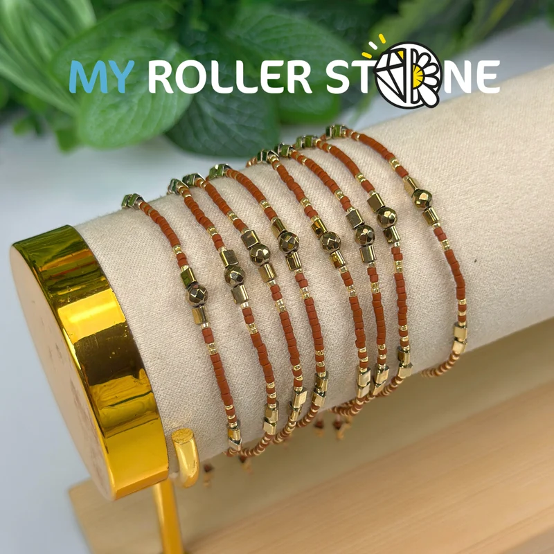 Verstellbares Miyuki-Armband aus Pyrit
