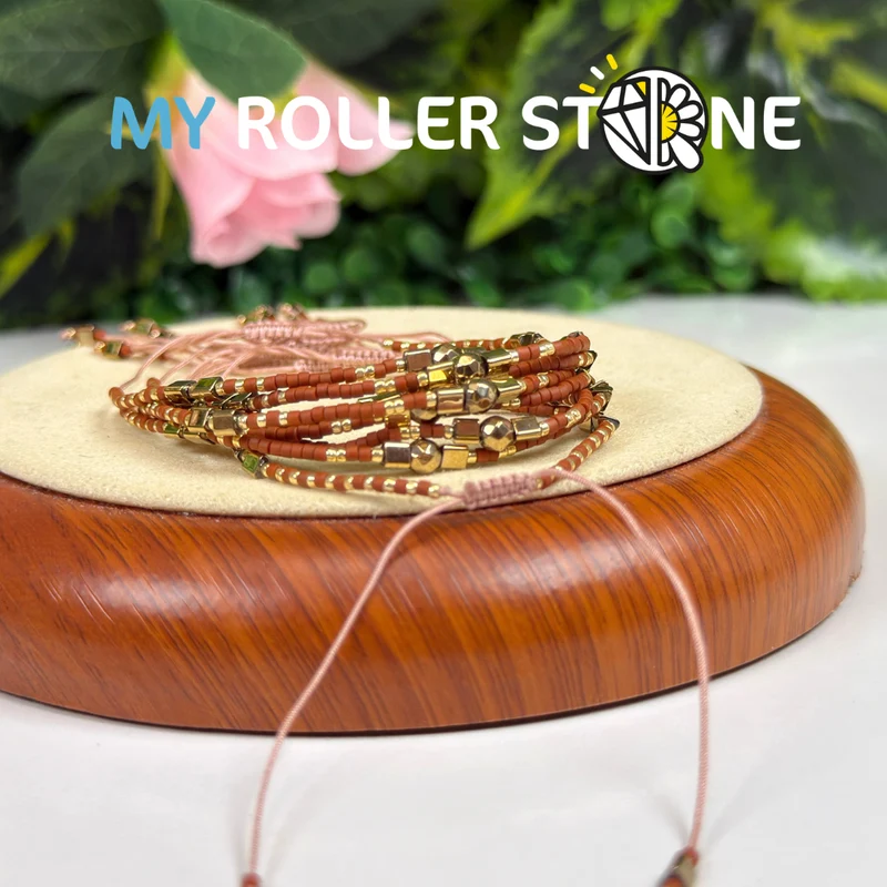Verstellbares Miyuki-Armband aus Pyrit