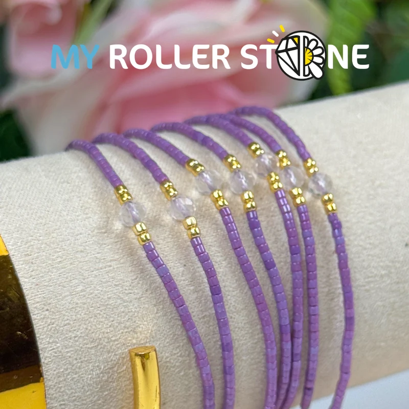 Verstellbares Miyuki-Armband Rosenquarz