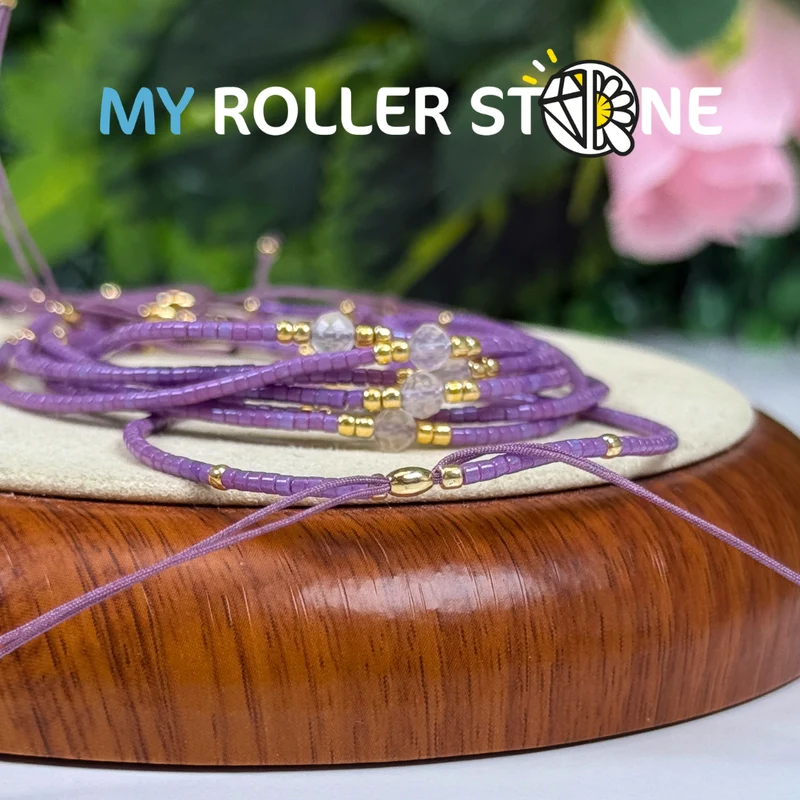 Verstellbares Miyuki-Armband Rosenquarz